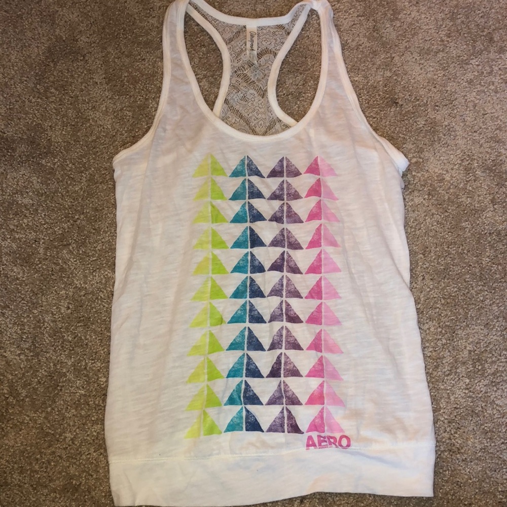 Aeropostale white and rainbow tank top